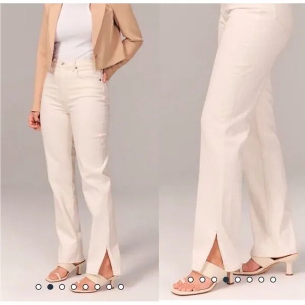 Abercrombie & Fitch 90s Ultra High Rise Curve Love Straight Leg Jeans Cream 33 - Image 2