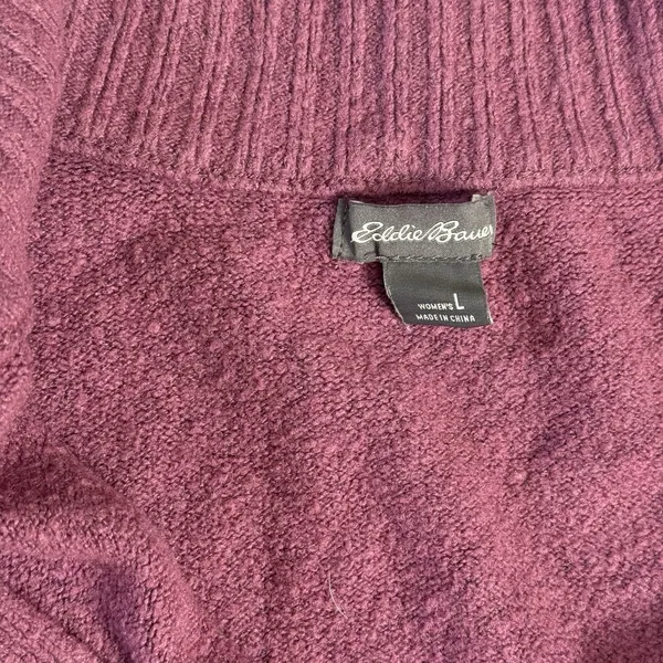 Eddie Bauer Womens Plum Purple Quarter Zip Pullover Sweater Large Wool‎ Blend - Image 3