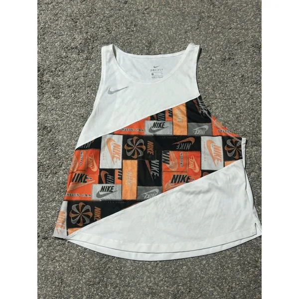 Nike Dri-FIT Graphic Running Tank Top Women's Small White Orange Oregon Beavers - Image 2