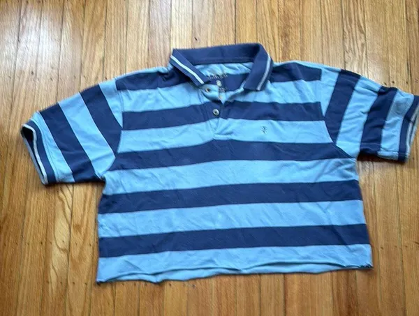 Polo Blue Striped Collared Short Sleeve Shirt - Image 2