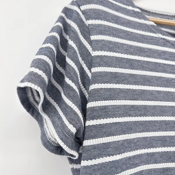 Sail to Sable Blue White Striped Ribbed Knit Shift Dress XL Exposed‎ Back Zipper - Image 2