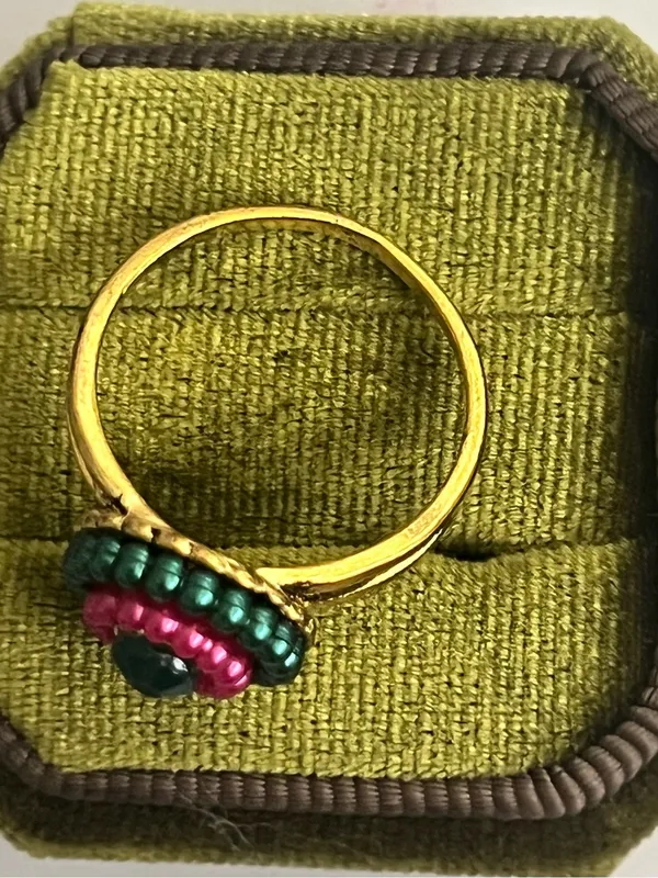 Vintage/Bohemian Design Stainless Steel Golden Multicolor Beads Ring S 9 - Image 3