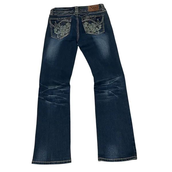 Adiktd Bootcut Jeans‎ Womens Mid Rise Embellished Stretch Blue Denim 2 / W27 - Image 5