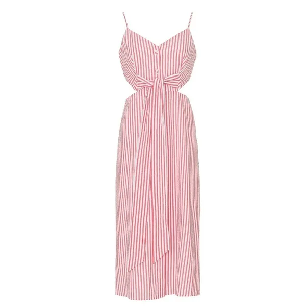 Jason Wu Red Candy Striped Midi Dress Size 12 Seersucker Sundress Cotton $290 - Image 8