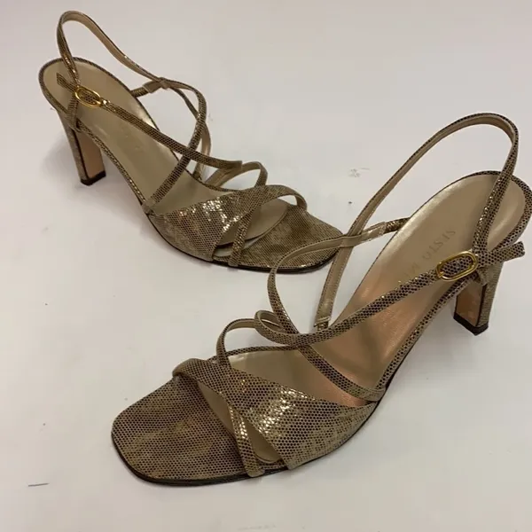 Sesto Meucci Size‎ 8 Gold Metallic leather Heels size 9.5N A10 - Image 2