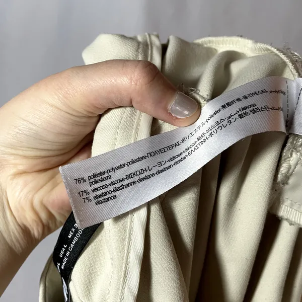 Zara beige business casual trousers women's size large pockets pleated‎ front - Image 6
