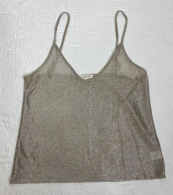 PacSun L.A. HEARTS silver & gold Sheer Mesh tank top - Image 2