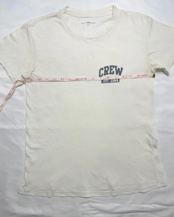 Brandy Melville Vintage Short Sleeve "Crew" Graphic Tee - White/Navy - Image 7