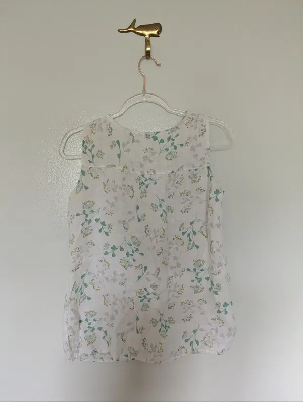 Laura Bianchi Linen Tank Top Floral White Pleats Coastal Small - Image 5
