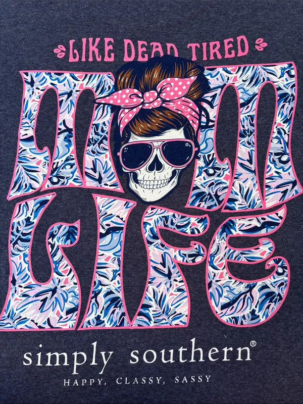 Simply Southern Heather Navy Short Sleeve Tee with Pink Logo - Image 6