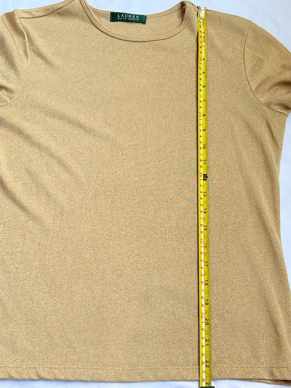 Lauren Ralph Lauren Blouse Gold Metallic T-shirt women Round neck - Image 6