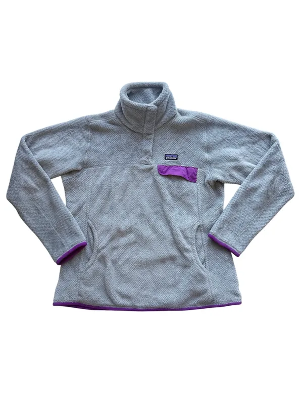 Patagonia Re-Tool Snap-T Pullover Fleece Gray and Purple Size Large - Image 2
