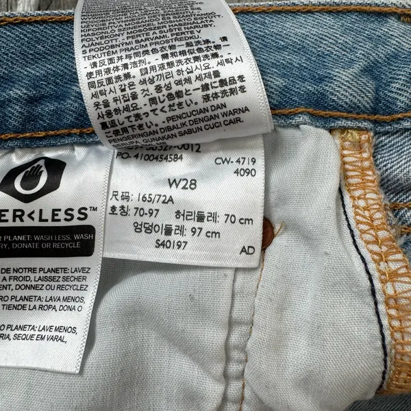 Levi's Taille Haute Line 501 High Waist Ripped Cutoff Denim Shorts Size 28 - Image 10