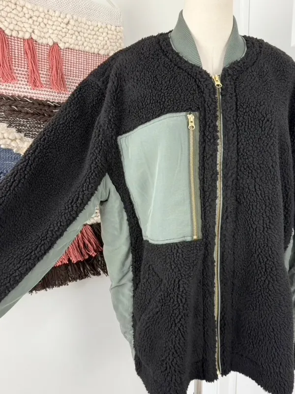 Free People Rivington Jacket Black Olive Sz L NWT - Image 4