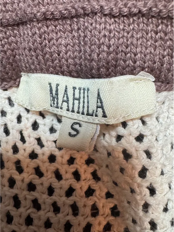 Mahila Brown and Cream Knit Midi Skirt Size S - Image 4