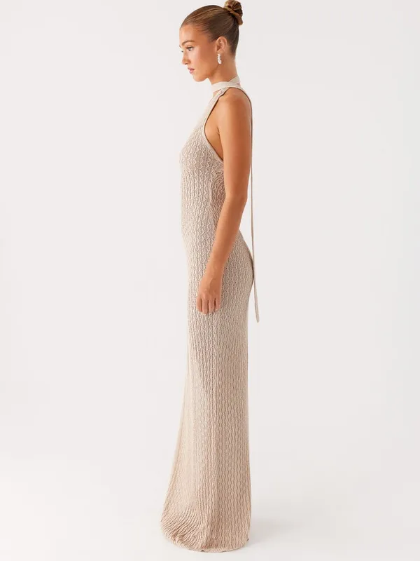 NWT Peppermayo Carryn Knit Maxi Dress S/M Beige Euro Summer Resort It Girl Beach - Image 4