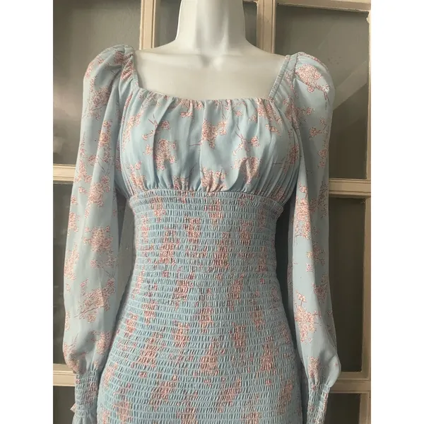 CISTAR Long Sleeve‎ Floral Smocked Waist Mini Dress - Image 5