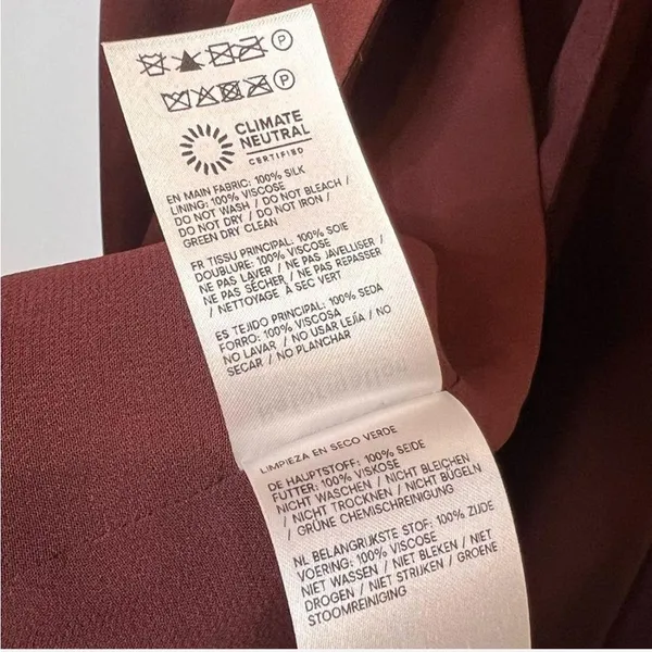 Reformation 100% silk Melina Brown Dress NEW - Image 7