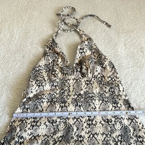 Free People Cecil Halter Mini Dress Snakeskin L Y2K Animal Print - Image 6