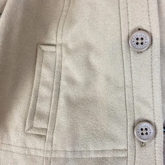 Gap Women's Tan Wool Blend Cropped Winter Pea Coat M - Image 5