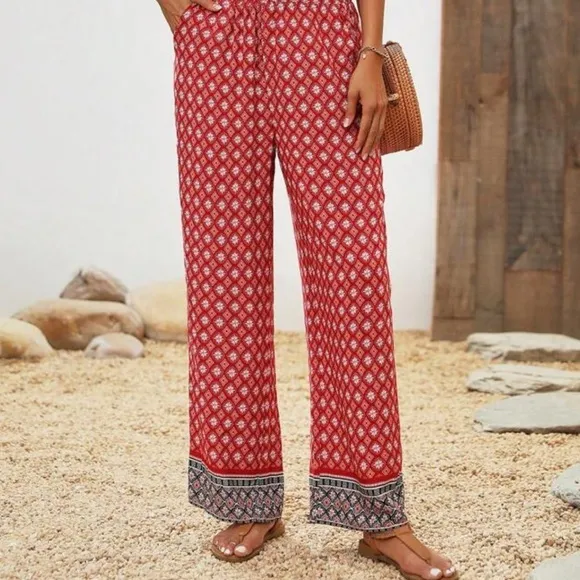 Cider wide leg pants geometric print high‎ waist palazzo Small - Image 2