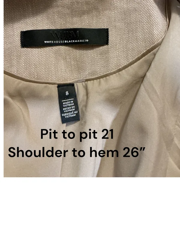 White House Black Market Tan Linen-Blend Fitted Blazer Jacket | Size 8 - Image 3