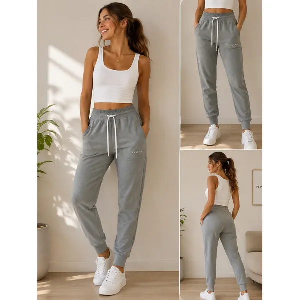 NVGTN Womens Signature‎ Joggers Heather Gray High Waisted Athletic Pants XS - Image 2