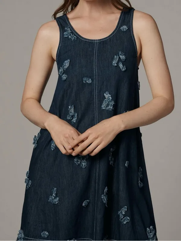 Anthropologie The Keiko Embroidered Denim Mini Dress by Maeve NWT Size: XXS - Image 2