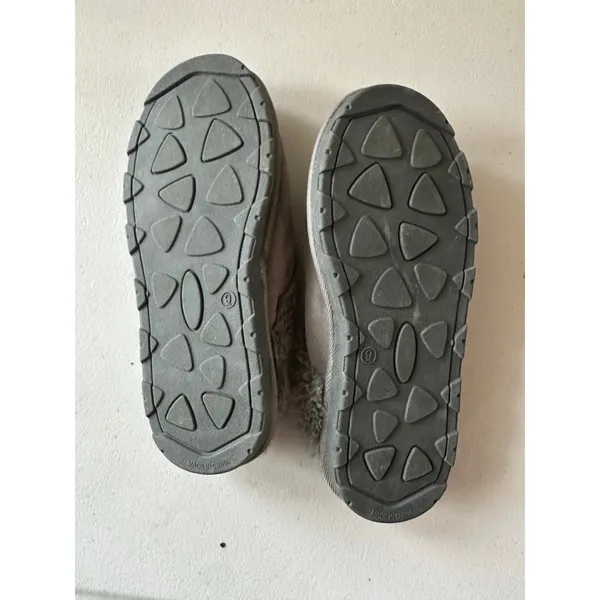 Sox-Tab Women's Gray Fluffy Faux Shearling Genuine Suede Slippers Clogs 9 - Image 3