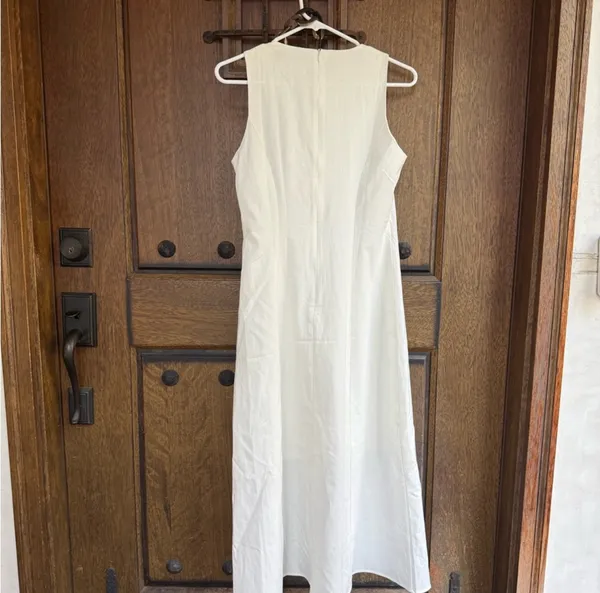 Zara Off White Sleeveless Midi Dress Size L - Image 2