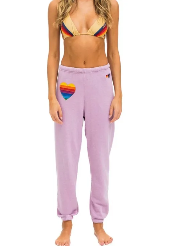 Aviator Nation Rainbow Heart Stitch Sweatpants - Mauve - Image 2