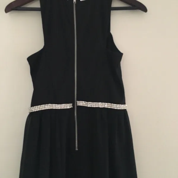 High Low Black Dress With Rhinestone Neckline S/M - Image 5