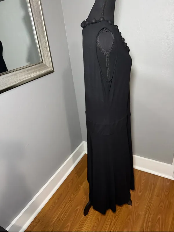 Josephine Chaus Beaded Neckline Black Minimalist Maxi Dress XL. - Image 6