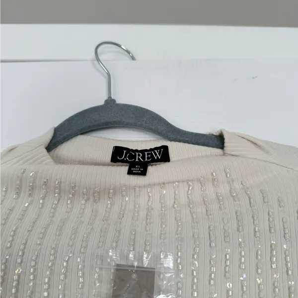 JCrew Cream Beaded Sequin Top Blouse Holidays New Years NWT - Image 3