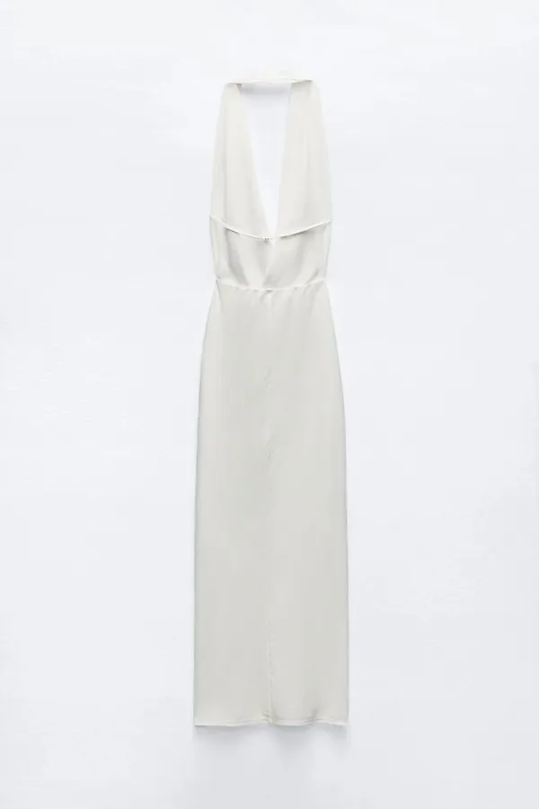 Zara maxi dress gown bodycon halter plunge neck party formal wedding evening - Image 15