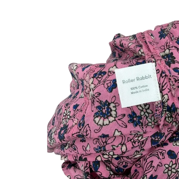 Roller Rabbit Pink Floral Cotton Maxi Dress Button‎ Front 3/4 Sleeve Size XS - Image 12