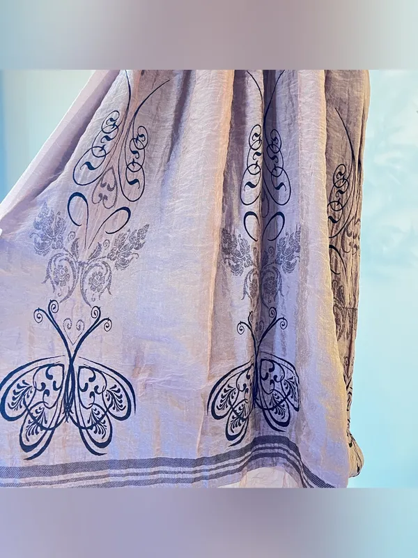 Y2k Lapis for Anthropologie Boho Dress mauve Dusty Rose Gauze Floral butterfly - Image 5