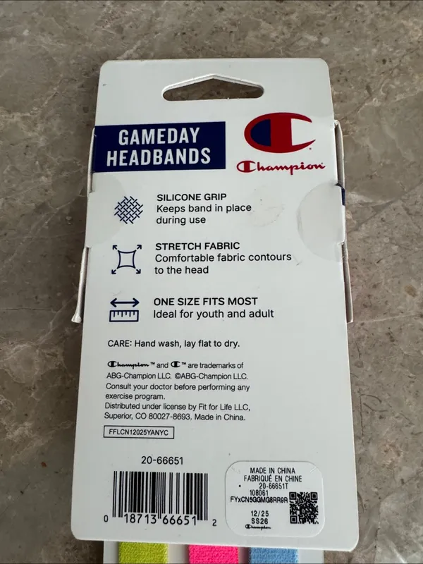 Champion Gameday Headbands 3-Pack Blue, Pink, Lime Green - Image 5