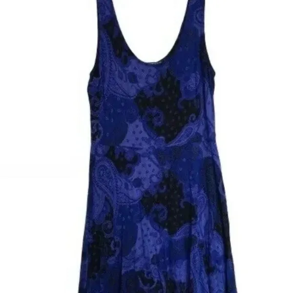 Express Blue Paisley Dress Women Size L - Image 3