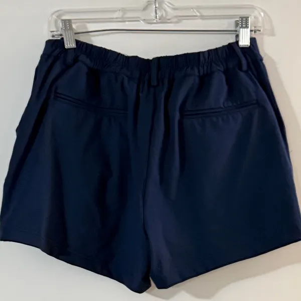 High-Waist Navy Women's Shorts with Tailored Front - Image 3