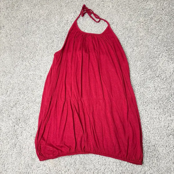 Urban Nomad Earthbound Trading Co Red Halter Top Bubble Hem Boho Blouse L/XL - Image 2