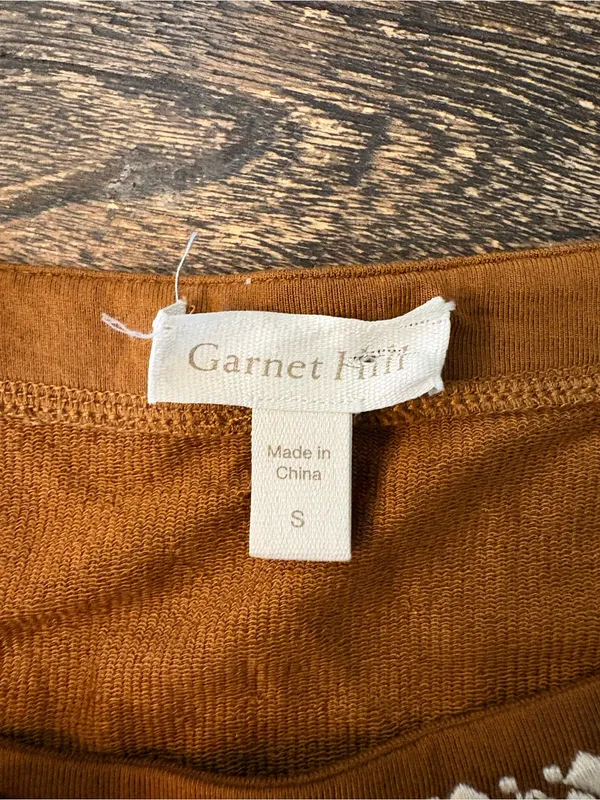 Garnet Hill Knit Dress Womens Small Brown Embroidered Elastic Waist - Image 9