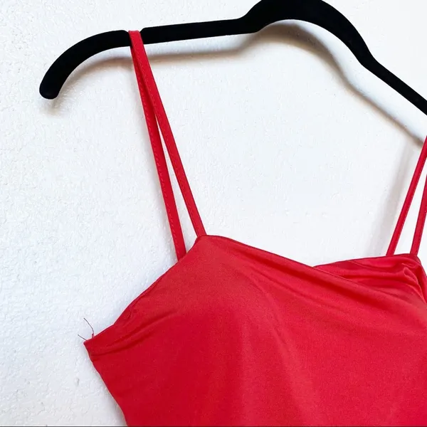 SHEIN Red Side Ruched Dress Size Medium - Image 3