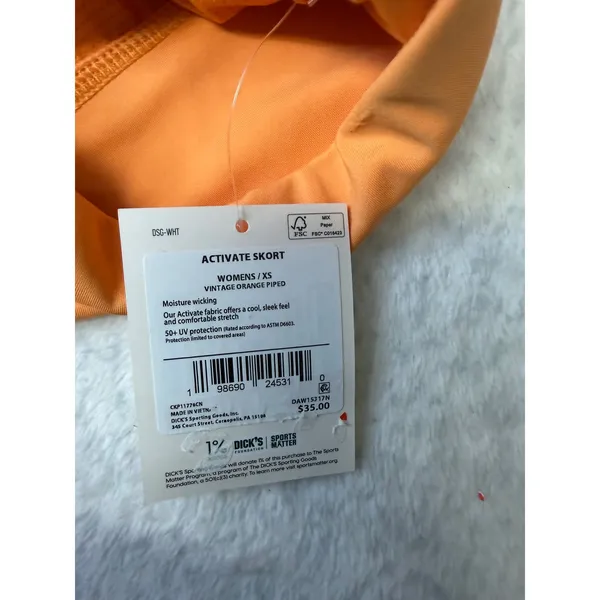 DSG Activate High-Rise Skort Vintage Orange Piped Athletic Tennis Skirt XS‎ NEW - Image 5