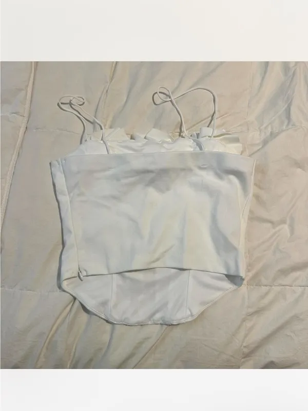 Anthropologie Sunday in Brooklyn Floral White Corset Tank Top - Image 3