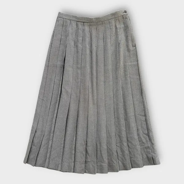 VTG Susan Bristol Black White Houndstooth Pleated Skirt Size 14 Preppy Academia - Image 3