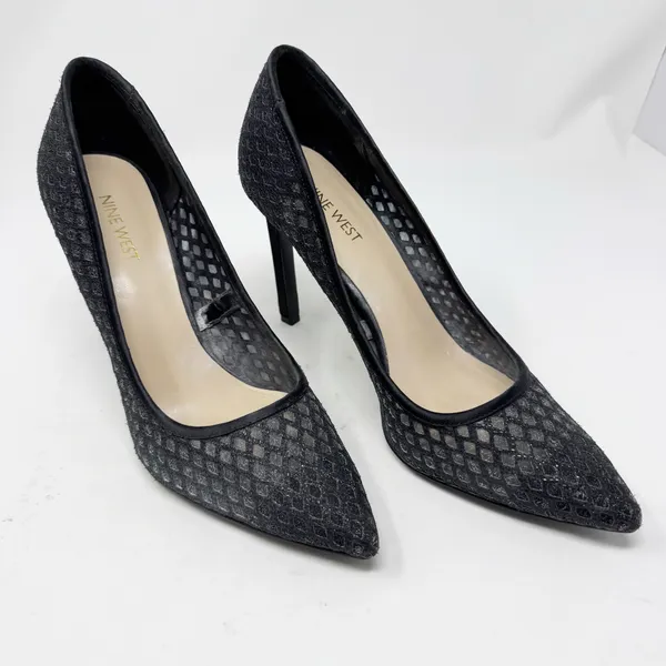 Nine West Tatiana Pointed Toe Heels – Size 9 Gray Silver Shimmer - Image 2