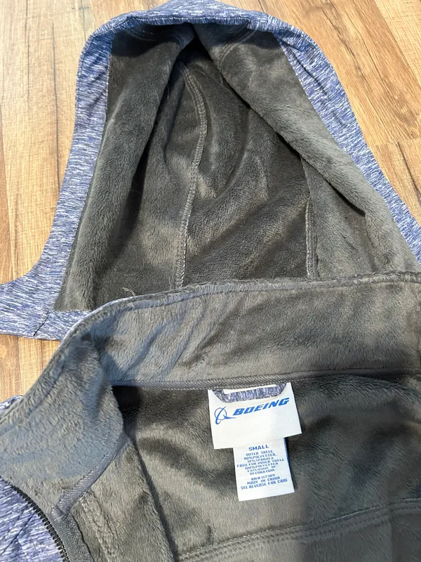 Boeing Hooded Winter Jacket Woman’s Size Small Blue - Image 6