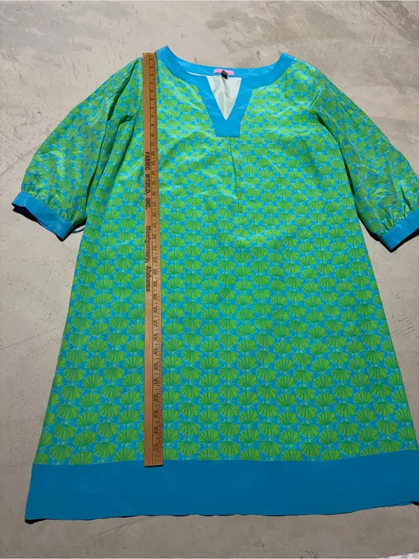 Lilly Pulitzer silk Turquoise lime seashell clam Dress 14 - Image 3