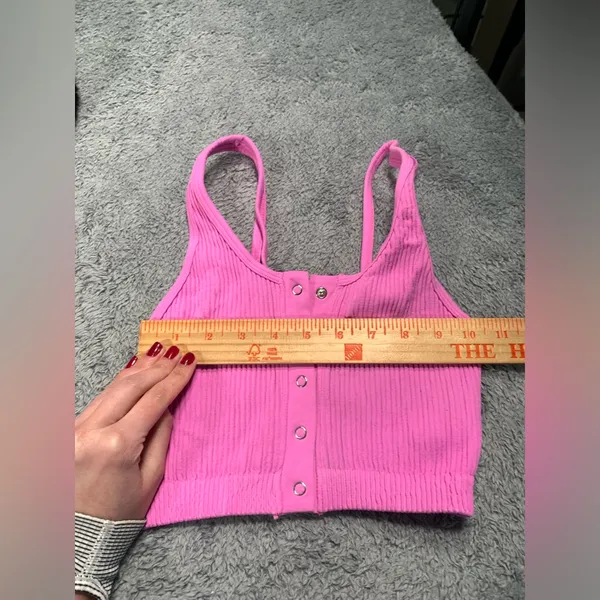 Aerie Pink Ribbed Button-Up Crop Top XS - Image 8